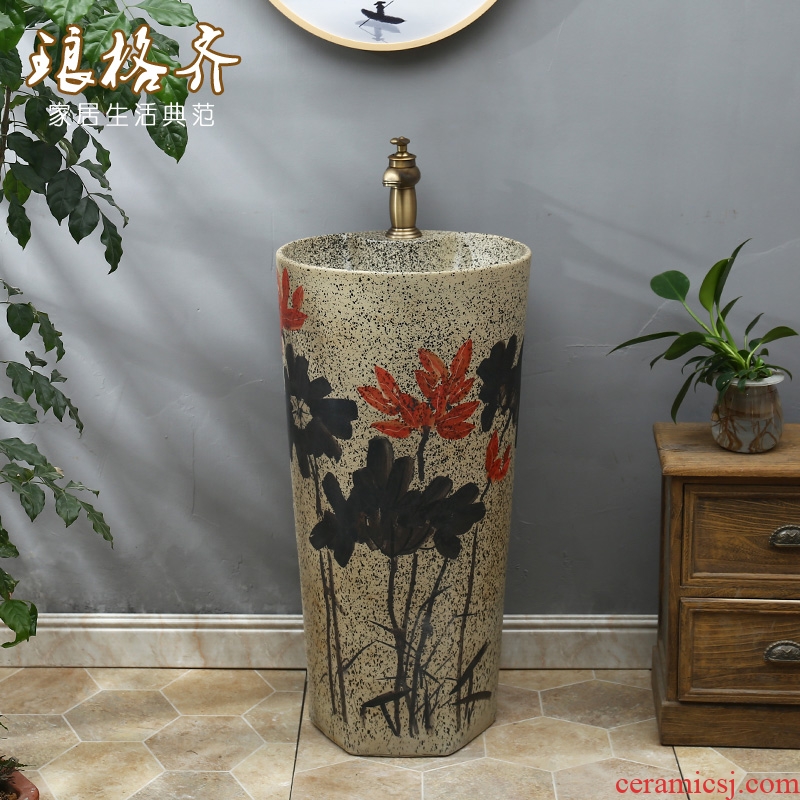 Basin of Chinese style of the ancients pillar ceramic lavatory toilet vertical column type art one pillar lavabo