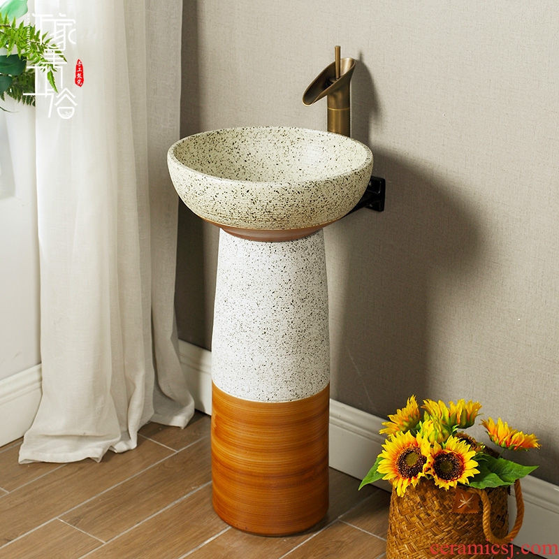 Basin of wash one, one small balcony ceramic Basin of pillar type lavatory toilet column vertical floor type household