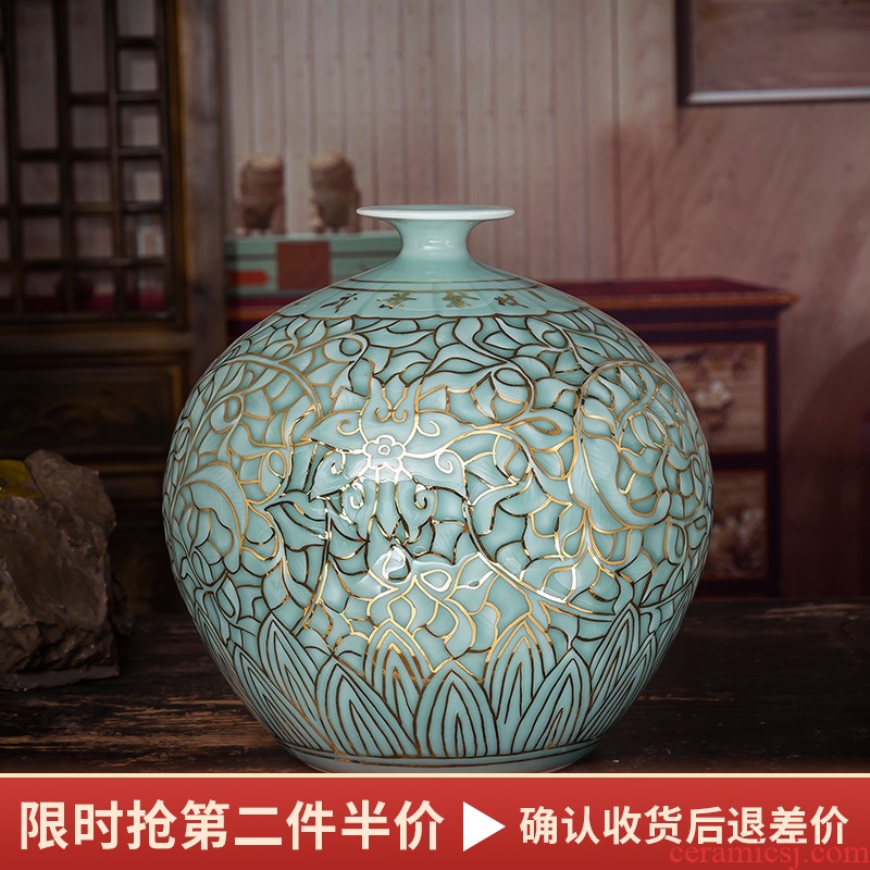 The Master of jingdezhen ceramics hand - made paint shadow blue bottle of flower arranging Chinese style household furnishing articles sitting room porch decoration