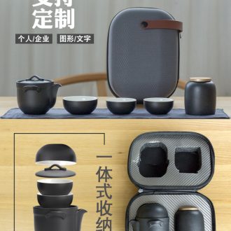 Ceramic travel kung fu tea set is suing crack portable bag with mercifully a pot of three custom logo