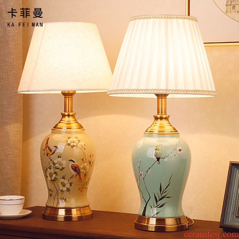 New Chinese style ceramic desk lamp classical home sitting room bedroom study bedroom adornment wedding carried this bedside lamp