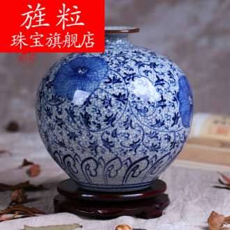 Continuous grain of jingdezhen ceramics retro blue porcelain vase manual creative I sitting room adornment