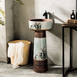 Outdoor pillar lavabo ceramic lavatory basin one courtyard floor toilet of the basin that wash a face