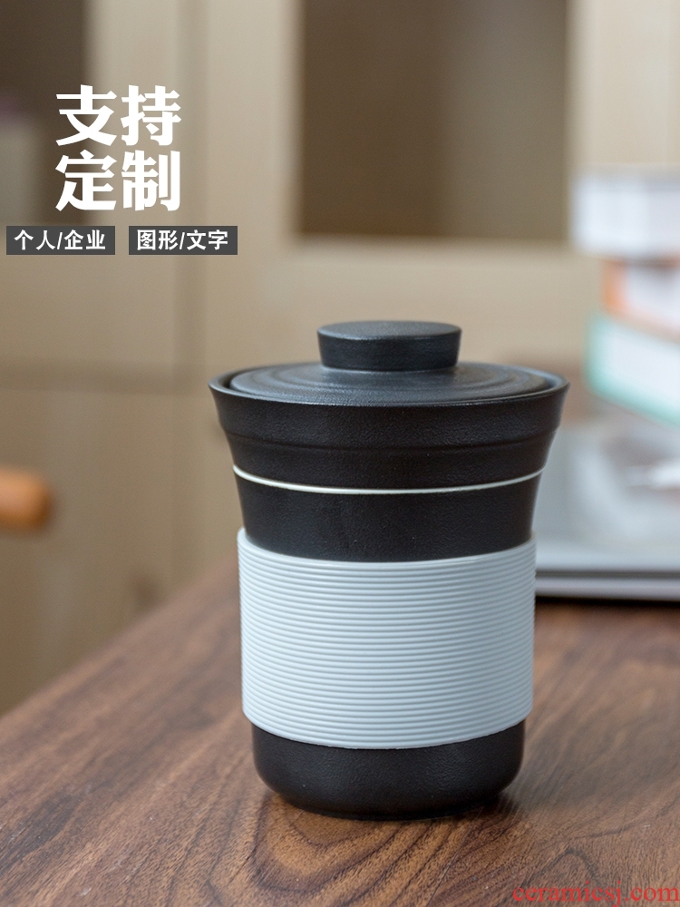 Office tea cups with cover ceramic household hot water proof glass filter separator gift boxes custom logo
