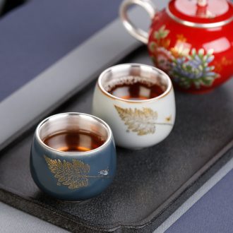 Tasted silver gilding silver cup cup large master cup single cup kung fu tea tea set, sample tea cup individual household ceramics