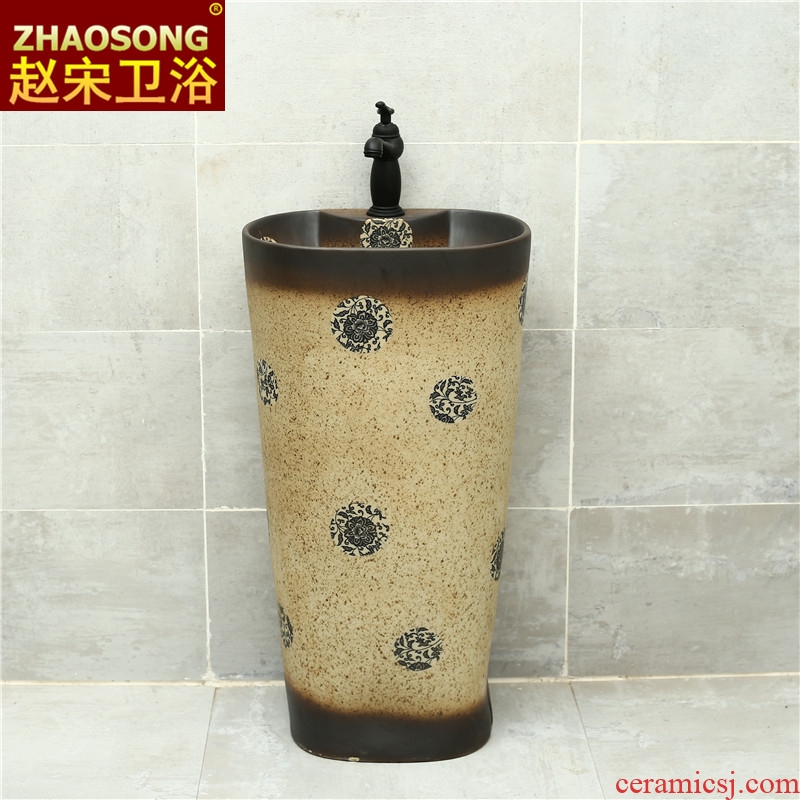 Basin of Chinese style restoring ancient ways ceramic one pillar courtyard sink antique bathroom washs a face basin sink the balcony