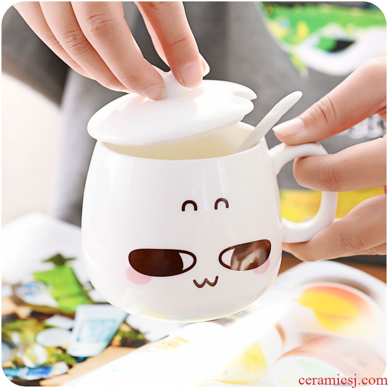 Cup of coffee cup milk cup mark cup with cover glass ceramic cup with a spoon creative lovely princess with cover