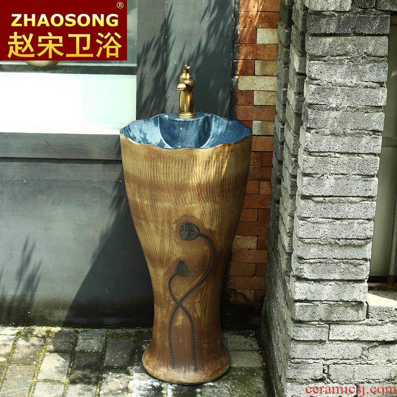Pillar type restoring ancient ways outdoor lavatory washbasins courtyard archaize ceramic outdoor floor pillar one basin