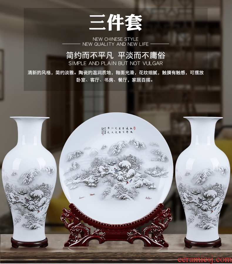 Jingdezhen ceramics classic hand - made color crack glaze pomegranate flowers of blue and white porcelain vase Chinese penjing - 554736971311