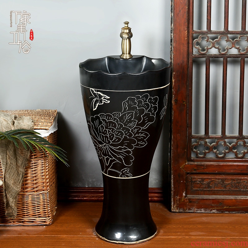 Archaize ceramic toilet one - piece basin balcony column type lavatory floor balcony column basin