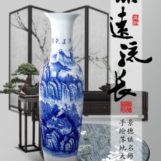Blue and white peony jingdezhen ceramics of large vases, new Chinese style decoration to the hotel villa living room opening furnishing articles - 600950254549