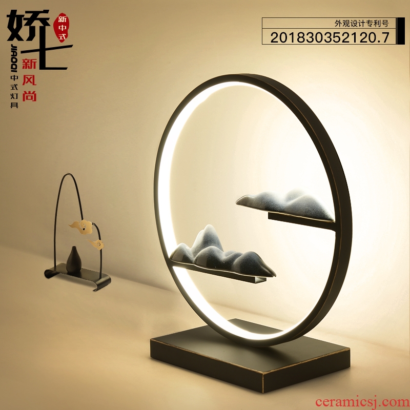 Led Decorative lamp move zen light creative study of bedroom the head of a bed of new Chinese style ceramic lamp