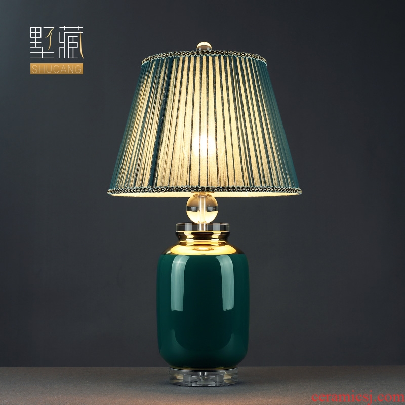 Light and decoration lamp lamp decoration art ceramic desk lamp of bedroom the head of a bed I and contracted sitting room lamps and lanterns of crystalline Light furnishing articles