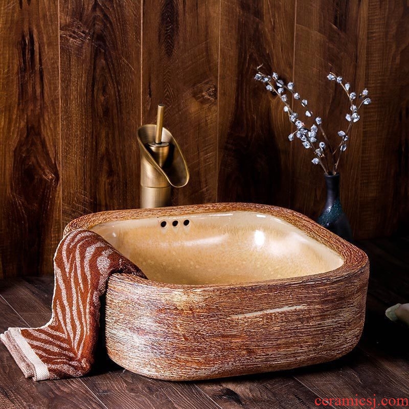 Basin of wash one on Chinese style restoring ancient ways of jingdezhen ceramic square creative art hotel toilet wash Basin
