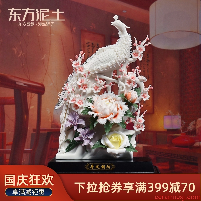 Oriental clay ceramic flower place new Chinese style into the sitting room porch decoration decoration/red phoenix in morning sun