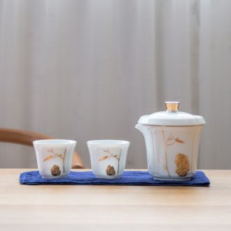 Ceramic crack cup travel tea set a second pot two cups of kung fu portable is suing the receive custom logo