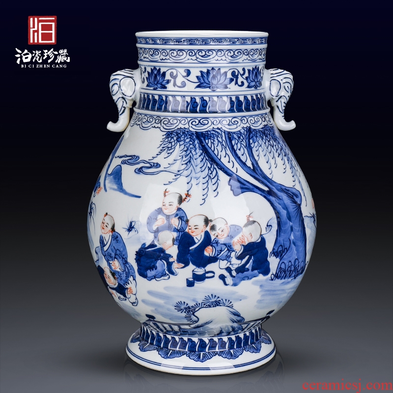 Jingdezhen ceramics sitting room the bedroom TV cabinet table of new Chinese style porch vase dried flower adornment furnishing articles