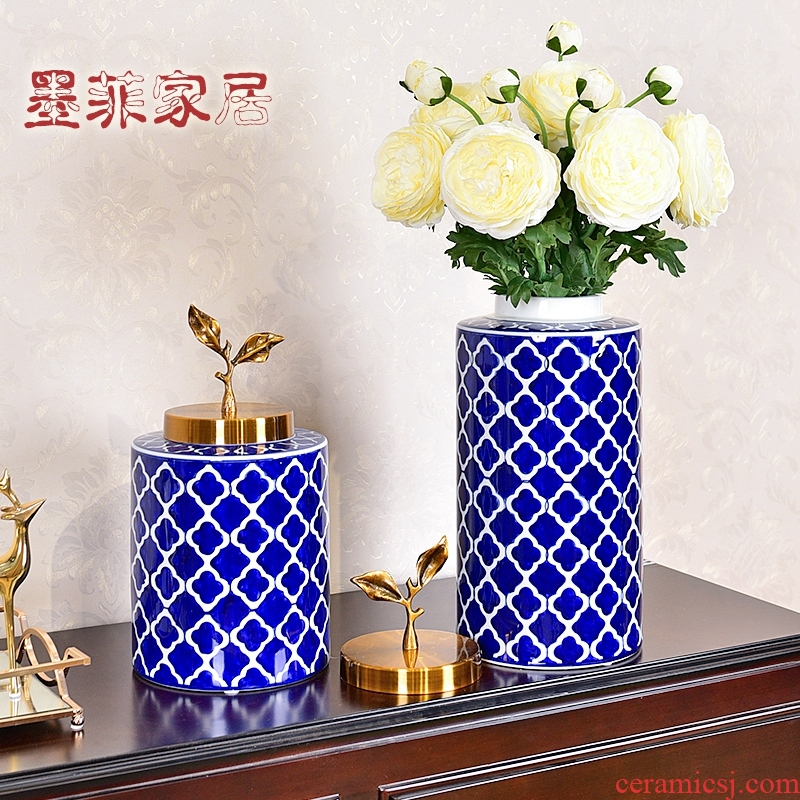 Murphy's new Chinese style classic blue and white porcelain vase place to live in the sitting room porch ark adornment fake flower flower