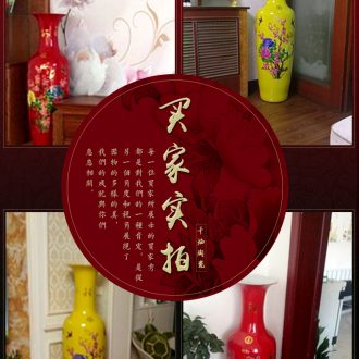 Jingdezhen chinaware bottle of Chinese red Mosaic gold peony flowers prosperous landing big vase hotel sitting room place - 585896298419