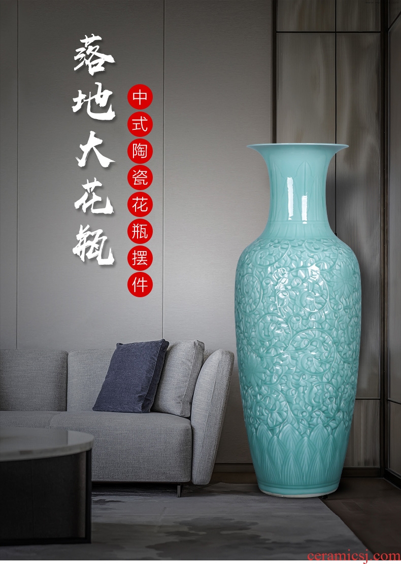 Contracted and I jingdezhen ceramic dry flower of large vase restoring ancient ways furnishing articles sitting room flower arranging flowers, checking pottery - 604319906431