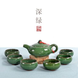 JiaXin colorful ice crack glaze tea, green tea cups and a complete set of ceramic teapot kung fu tea set