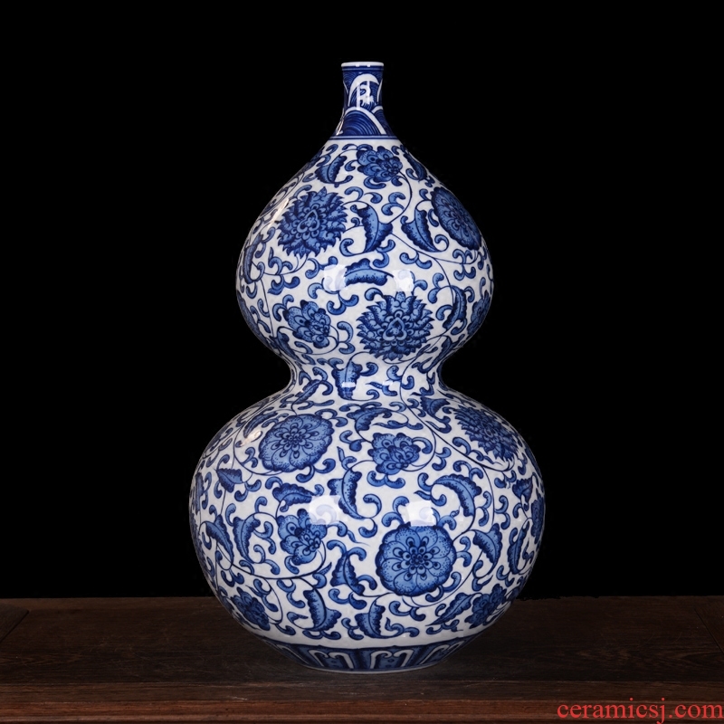 Jingdezhen ceramics imitation yongzheng blue-and-white qianlong gourd vases sitting room crafts fashion household act the role ofing is tasted furnishing articles