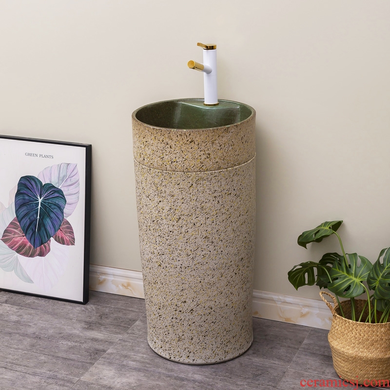 Ceramic household basin of pillar type lavatory toilet balcony floor column integrated outdoor patio sink basin