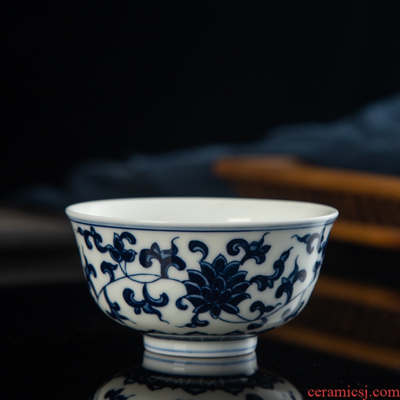 Jingdezhen ceramic hand-painted sample tea cup maintain blue master cup personal cup single cup kung fu tea cups small bowl