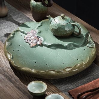 Simple household creative dry terms Taiwan Japanese ceramic tea tray lotus kung fu tea tray was coarse pottery water small suit