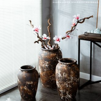 Soft outfit hall how ceramic flower pot with a wooden furnishing articles large sitting room ground vase household decoration ideas - 595308022649