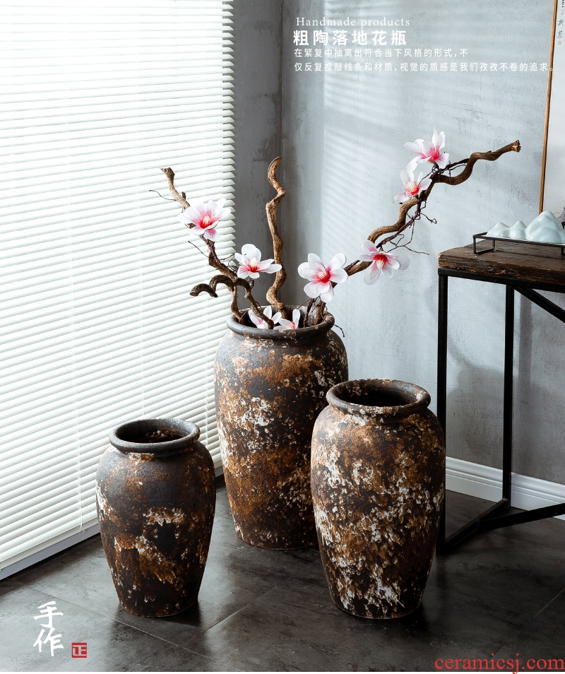 Soft outfit hall how ceramic flower pot with a wooden furnishing articles large sitting room ground vase household decoration ideas - 595308022649