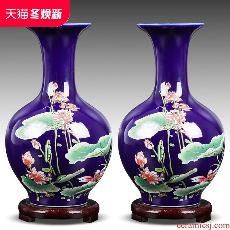 Jingdezhen ceramics floret bottle home furnishing articles dried flower arranging flowers, Chinese style living room TV cabinet handicraft