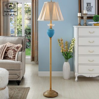 Northern European new classic remote control light the luxury of new Chinese style ceramic floor lamp sitting room bedroom crystal marble floor