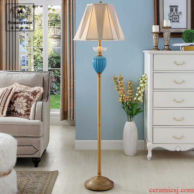 Northern European new classic remote control light the key-2 luxury of new Chinese style ceramic floor lamp sitting room bedroom crystal marble floor