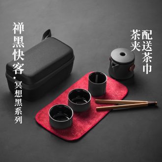Evan ceramic kung fu tea set Japanese contracted portable tea crack set a pot of three outdoor travel