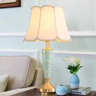 The Plato American full copper ceramic desk lamp LED contracted warmth of bedroom The head of a bed, creative move chandeliers