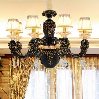 French key-2 luxury full ceramic crystal chandelier LED elegant sitting room bedroom study creative restaurant chandeliers