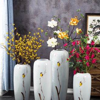 Jingdezhen ceramic vases, flower arrangement sitting room ground large dried flowers, white ceramic porcelain ornaments porch decoration - 602087775530