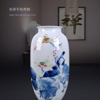 Jingdezhen ceramic furnishing articles hand - made big dried flower vase planting Chinese office sitting room porch decoration craft gift - 43423170350