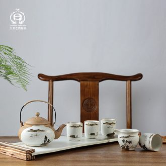 DH hand - made jingdezhen kung fu tea set suit small household ceramics of a complete set of contracted teapot teacup with tea tray