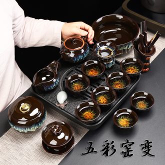 Variable tea set home built red glaze, ceramic teapot teacup masterpieces of a complete set of kung fu tea tea set