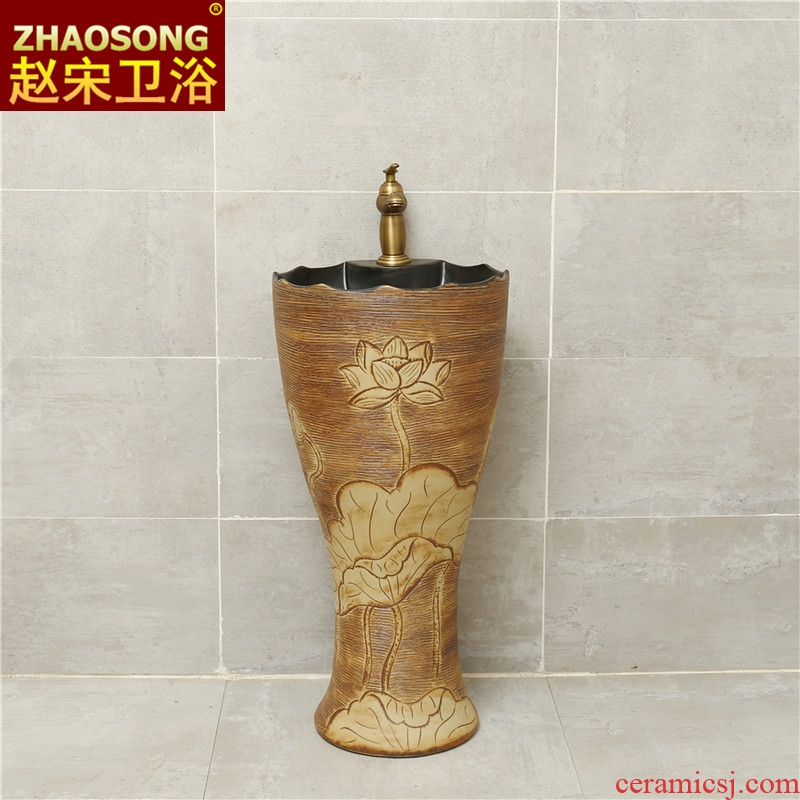 Pottery and porcelain of song dynasty household one-piece pillar lavabo basin home floor toilet lavatory basin of a home stay facility