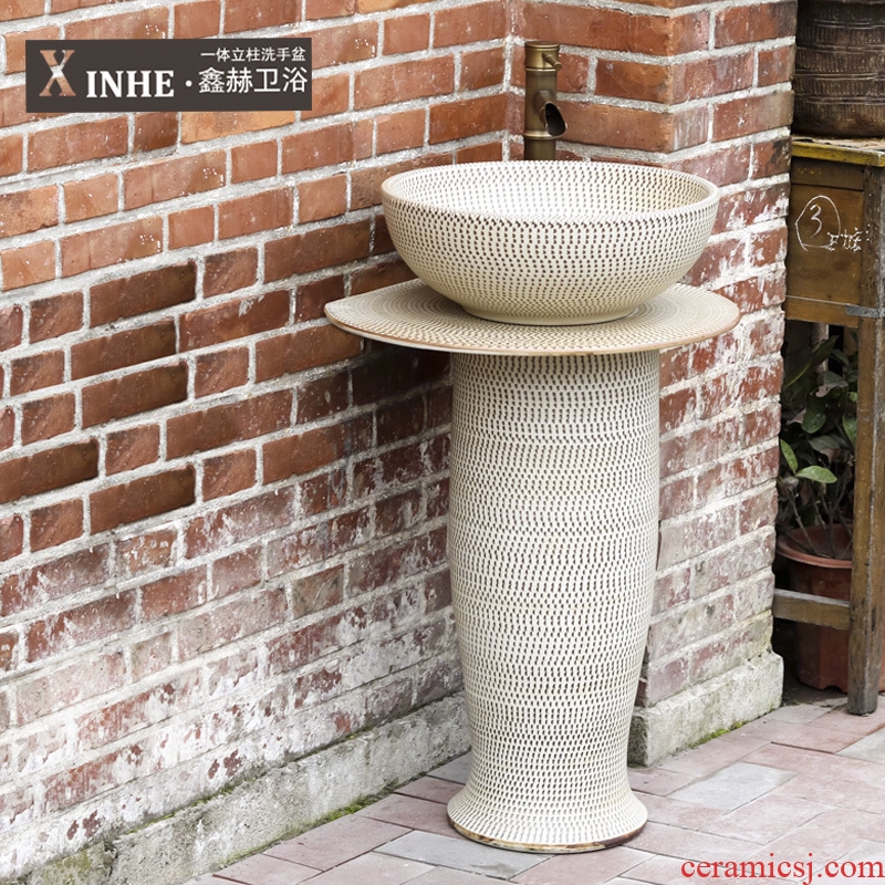Lavabo ceramic basin of pillar type column small basin household indoor toilet ground commode pool basin
