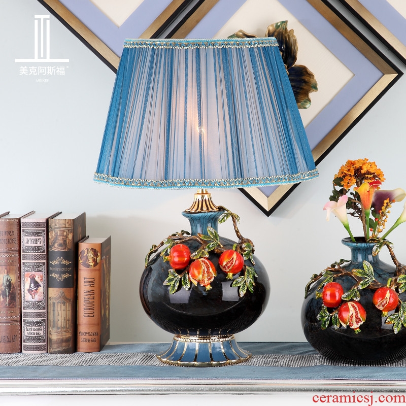 New Chinese style living room colored enamel porcelain lamp American luxury european-style creative villa lighting lamps and lanterns of bedroom the head of a bed