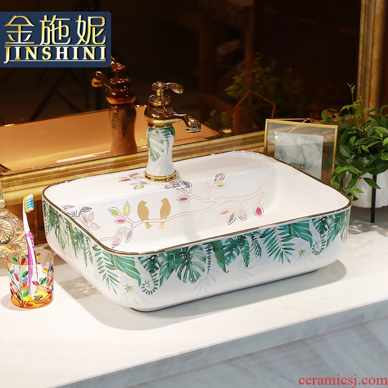 Basin of northern Europe on rectangular lavabo home for wash Basin, art ceramic lavatory Basin Basin of the balcony