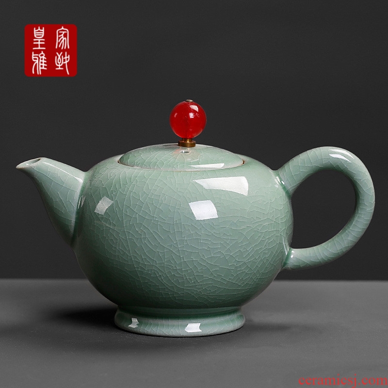 Royal refined ceramic teapot small single pot of kung fu tea set celadon teapot elder brother kiln ice crack pot of creativity by hand