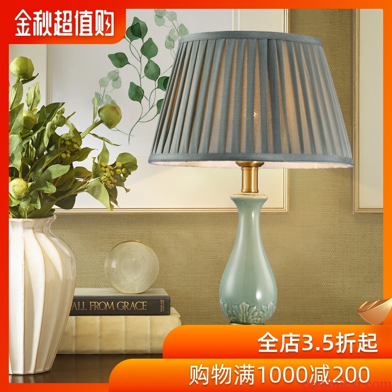 American country full copper ceramic desk lamp of creative personality contracted Europe type lamps and lanterns sitting room decorate desk lamp of bedroom the head of a bed