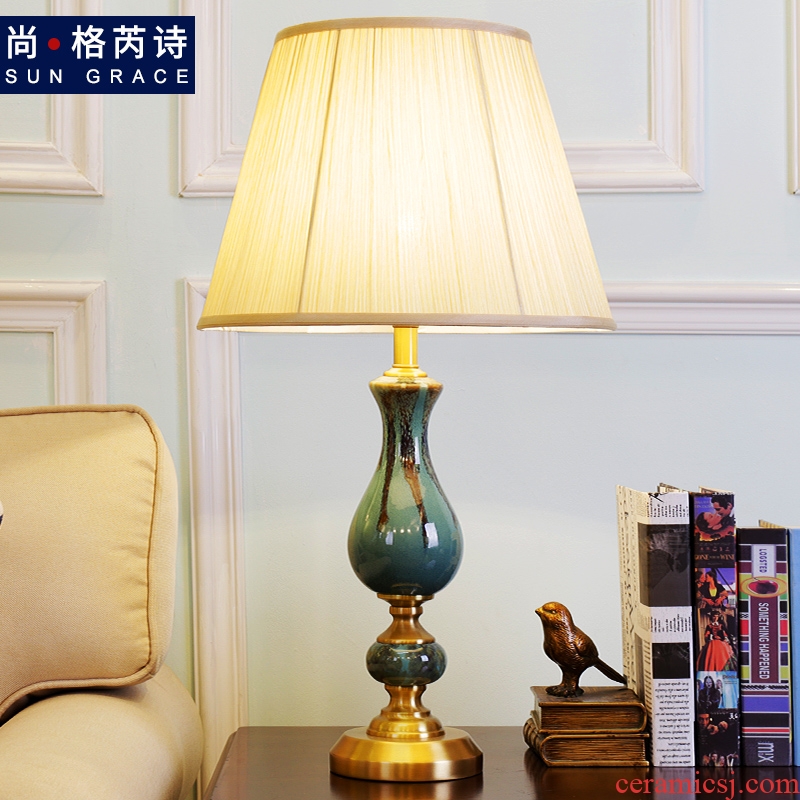 Europe type desk lamp light sweet American of bedroom the head of a bed warm light adjustable light sitting room fashion ceramic home study
