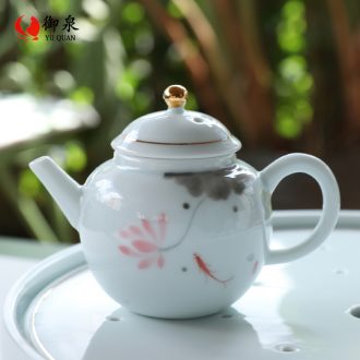 Imperial springs, hand - made ceramic kungfu teapot teacup tea set suits for Chinese style household manual single pot simple little teapot