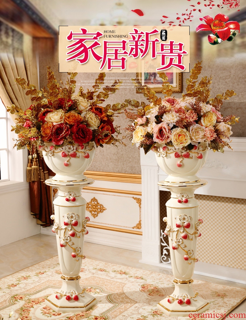 Jingdezhen ceramics ji red glaze vase of new Chinese style household, sitting room adornment large handicraft furnishing articles long high - 603117594288